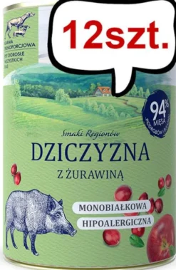 Baltica Smaki Regionów Adult Dziczyzna z żurawiną Mokra Karma dla psa op. 400g Pakiet 12szt.