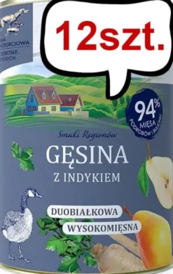 Baltica Smaki Regionów Adult Gęsina z Indykiem Mokra Karma dla psa op. 400g Pakiet 12szt.