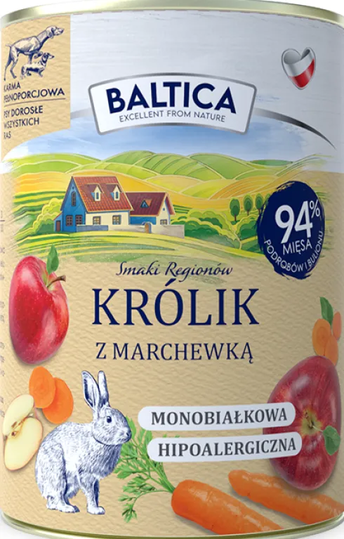 Baltica Smaki Regionów Adult Królik z marchewką Mokra Karma dla psa op. 400g