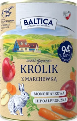 Baltica Smaki Regionów Adult Królik z marchewką Mokra Karma dla psa op. 400g Pakiet 12szt.