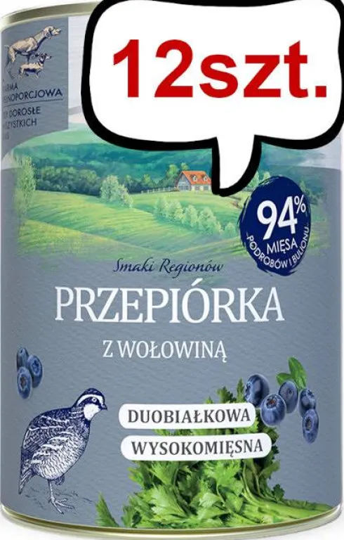 Baltica Smaki Regionów Adult Przepiórka z Wołowiną Mokra Karma dla psa op. 400g Pakiet 12szt.