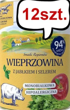 Baltica Smaki Regionów Adult Wieprzowina z Jabłkiem Mokra Karma dla psa op. 400g Pakiet 12szt.