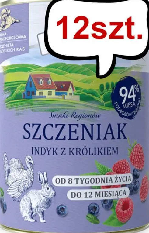 Baltica Smaki Regionów Puppy Indyk z Królikiem Mokra Karma dla szczeniaka op. 400g Pakiet 12szt.
