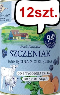 Baltica Smaki Regionów Puppy Jagnięcina z Cielęciną Mokra Karma dla szczeniaka op. 400g Pakiet 12szt.