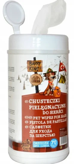 Barry King Chusteczki pielęgnacyjne do sierści dla psa i kota op. 70szt nr kat. 14021