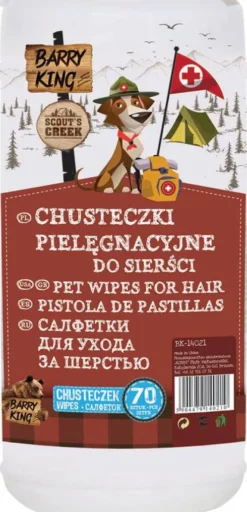 Barry King Chusteczki pielęgnacyjne do sierści dla psa i kota op. 70szt nr kat. 14021