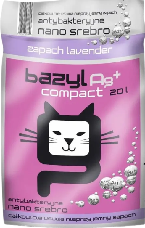 Bazyl Ag+ Compact Lavender Żwirek bentonitowy zapach lawenda dla kota poj. 20l