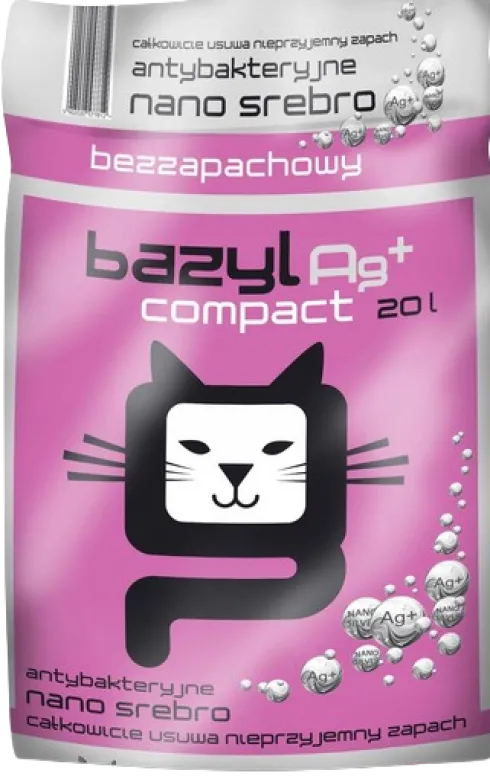 Bazyl Ag+ Compact Żwirek bentonitowy bezzapachowy dla kota poj. 20l