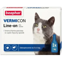 Beaphar Vermicon Line-On Krople na kleszcze i pchły dla kota op. 3 pipety