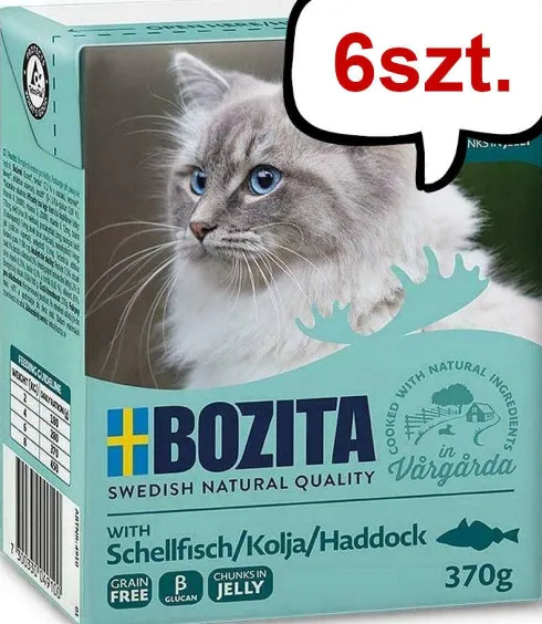 Bozita Adult Dorsz w galaretce Mokra Karma dla kota op. 370g Pakiet 6szt.