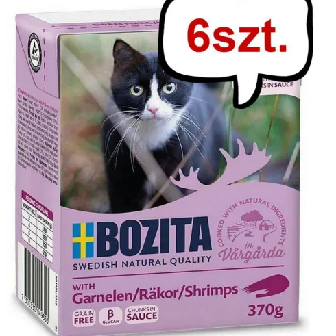 Bozita Adult Krewetki w sosie Mokra Karma dla kota op. 370g Pakiet 6szt. WYPRZEDAŻ