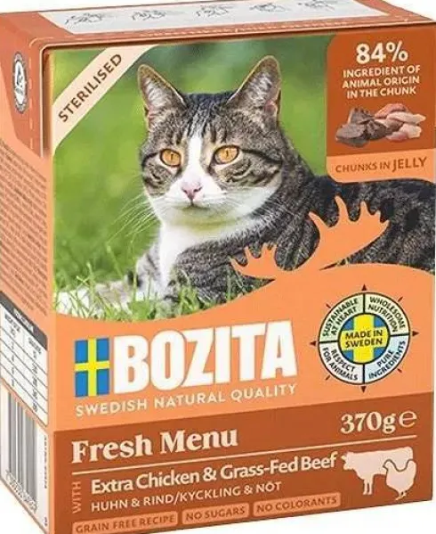 Bozita Adult Sterilised Kurczak z wołowiną w galaretce Mokra Karma dla kota op. 370g Pakiet 6szt.