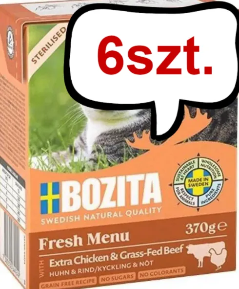 Bozita Adult Sterilised Kurczak z wołowiną w galaretce Mokra Karma dla kota op. 370g Pakiet 6szt.