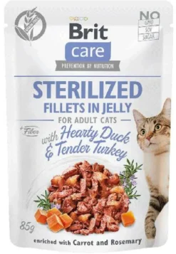 Brit Care Adult Sterilised Duck&Turkey JELLY Mokra karma dla kota op. 85g SASZETKA Pakiet 24szt.