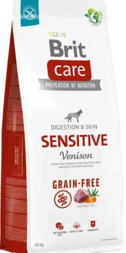 Brit Care Grain-Free Adult Sensitive Venison Sucha Karma dla psa op. 12kg+ Dolina Noteci Przysmak Allergy Relief op. 7szt. GRATIS