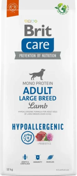Brit Care Hypoallergenic Adult Large Breed Lamb Sucha Karma dla psa op. 12kg + Dolina Noteci Przysmak Joint Care op.7szt GRATIS