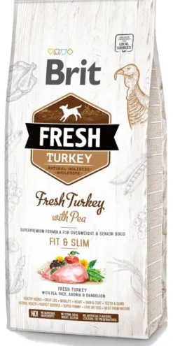 Brit Fresh Fit&Slim Overweight&Senior Dogs Turkey with Pea Sucha Karma dla psa op. 12kg