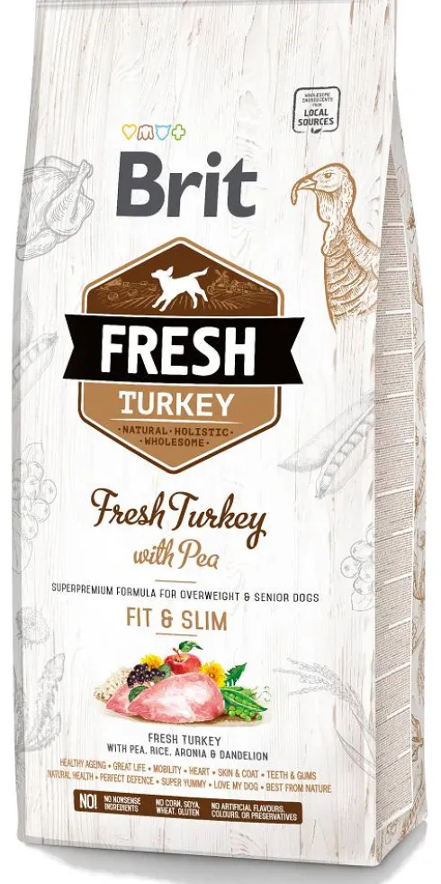 Brit Fresh Fit&Slim Overweight&Senior Dogs Turkey with Pea Sucha Karma dla psa op. 12kg