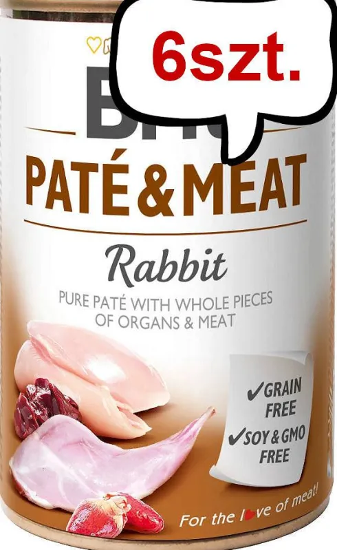 Brit Pate&Meat Adult Rabbit Mokra Karma dla psa op. 800g Pakiet 6szt.