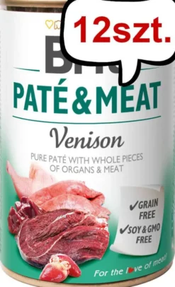 Brit Pate&Meat Adult Venison Mokra Karma dla psa op. 400g Pakiet 12szt.