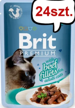 Brit Premium Adult Beef Fillets GRAVY Mokra Karma dla kota op. 85g PAKIET 24szt.
