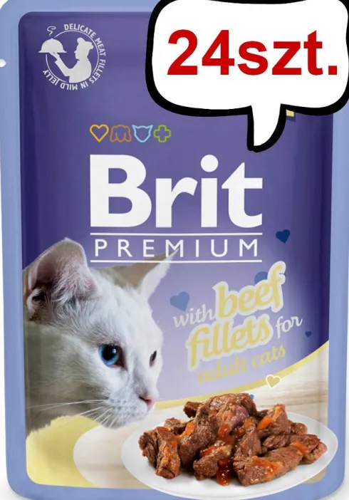 Brit Premium Adult Beef Fillets JELLY Mokra Karma dla kota op. 85g PAKIET 24szt.
