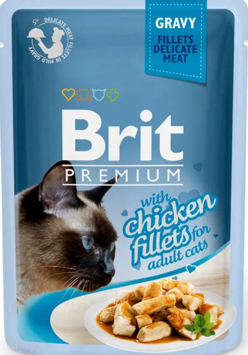 Brit Premium Adult Chicken Fillets GRAVY Mokra Karma dla kota op. 85g PAKIET 24szt.