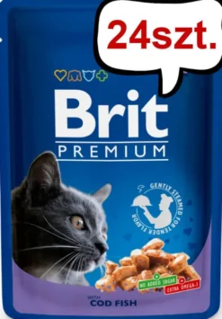 Brit Premium Adult dorsz (Cod Fish) w sosie Mokra Karma dla kota op. 100g Pakiet 24szt.
