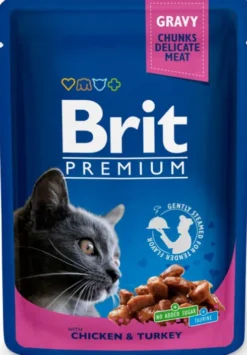 Brit Premium Adult kurczak i indyk w sosie Mokra Karma dla kota op. 100g