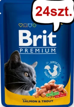 Brit Premium Adult łosoś i pstrąg w sosie Mokra Karma dla kota op. 100g Pakiet 24szt.