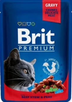 Brit Premium Adult wołowina z groszkiem w sosie Mokra Karma dla kota op. 100g