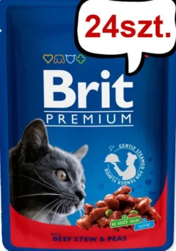 Brit Premium Adult wołowina z groszkiem w sosie Mokra Karma dla kota op. 100g Pakiet 24szt.