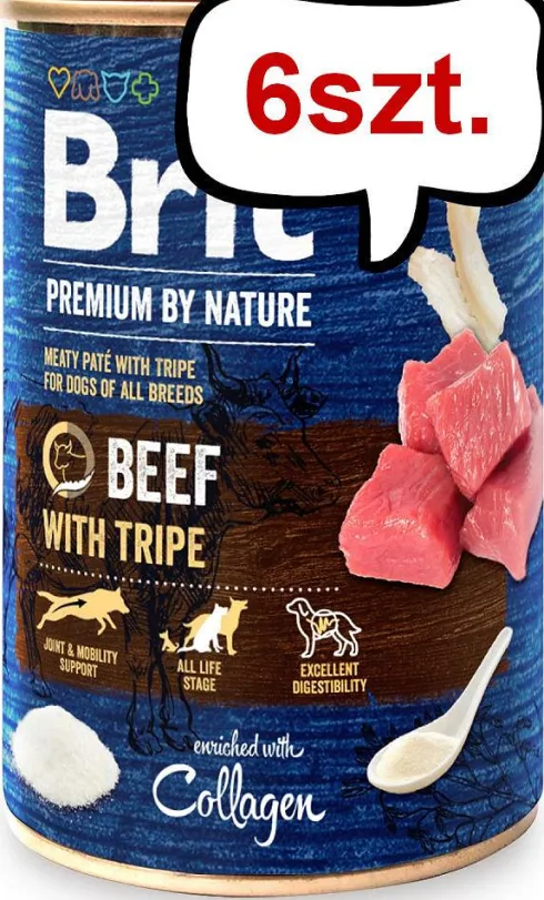 Brit Premium by Nature Beef with Tripe Mokra Karma dla psa op. 400g Pakiet 6szt.