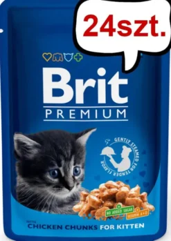 Brit Premium Kitten Chicken Chunks Mokra Karma dla kociąt op. 100g Pakiet 24szt.