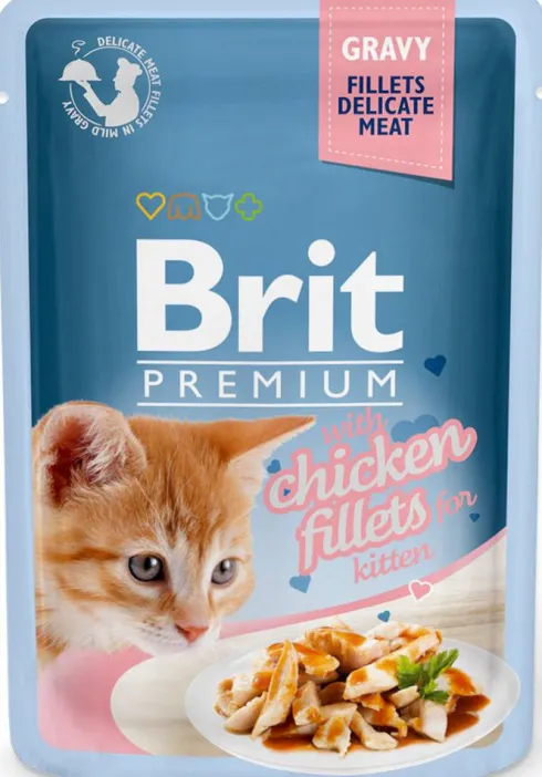 Brit Premium Kitten Chicken Fillets GRAVY Mokra Karma dla kociąt op. 85g