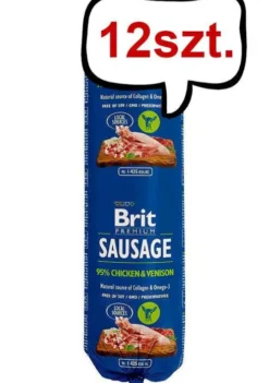 Brit Premium Sausage Adult Chicken&Venison Mokra Karma dla psa op. 800g Pakiet 12szt.