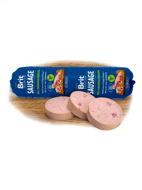 Brit Premium Sausage Adult Chicken&Venison Mokra Karma dla psa op. 800g Pakiet 12szt.