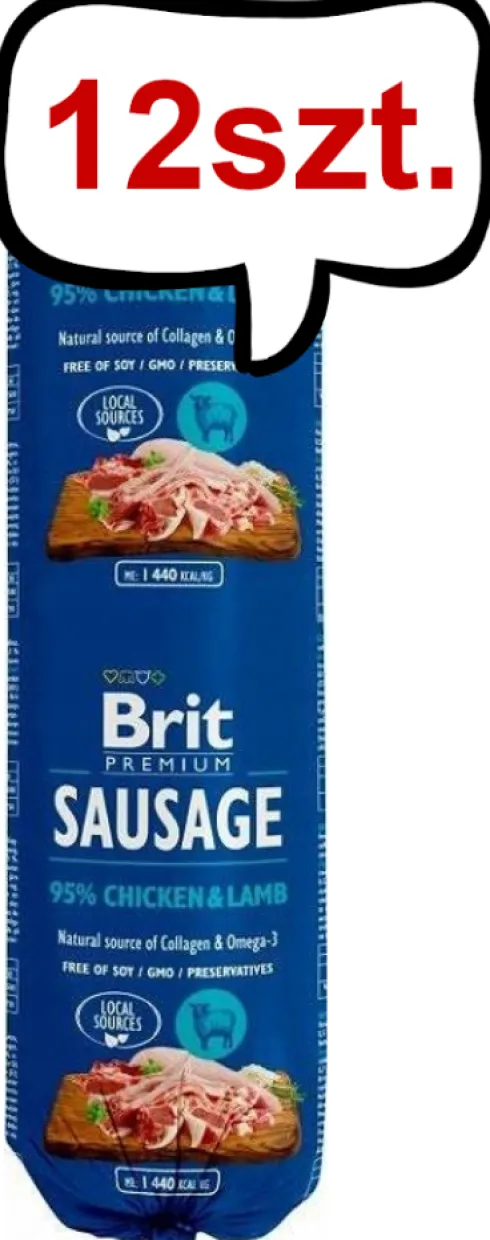Brit Premium Sausage Adult Chicken&Lamb Mokra Karma dla psa op. 800g Pakiet 12szt.