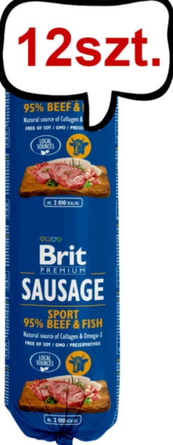 Brit Premium Sausage Adult Sport Formula Beef&Fish Mokra Karma dla psa op. 800g Pakiet 12szt.