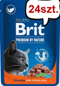 Brit Premium Sterilised Salmon Chunks Mokra Karma dla kota op. 100g PAKIET 24szt.