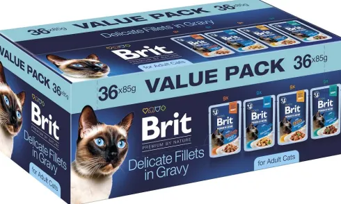 Brit Premium Value Pack Adult Cats Delicate Fillets in Gravy Mokra Karma dla kota op. 36x85g