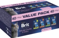 Brit Premium Value Pack Sterilised Cat Delicate Chunks in Gravy Mokra Karma dla kota op. 40x100g