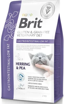 Brit Veterinary Diet Gastrointestinal LOW FAT Herring&Pea Sucha Karma dla kota op. 2kg