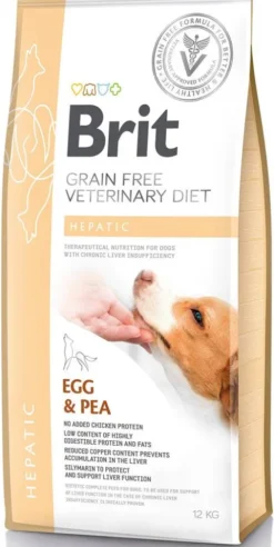 Brit Veterinary Diet Hepatic Egg&Pea Sucha Karma dla psa op. 12kg