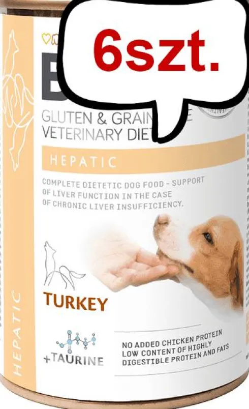 Brit Veterinary Diet Hepatic Turkey&Pea Mokra Karma dla psa op. 400g Pakiet 6szt.