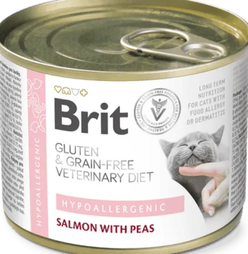 Brit Veterinary Diet Hypoallergenic Salmon&Pea Mokra Karma dla kota op. 200g Pakiet 6szt.
