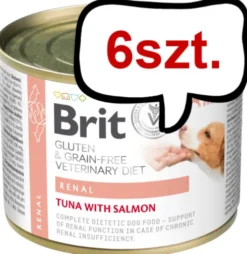 Brit Veterinary Diet Renal Tuna&Salmon&Pea Mokra Karma dla psa op. 200g Pakiet 6szt.