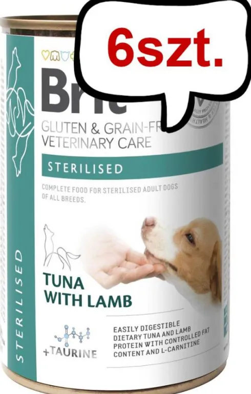 Brit Veterinary Diet Sterilised Tuna&Lamb Mokra Karma dla psa op. 400g Pakiet 6szt.