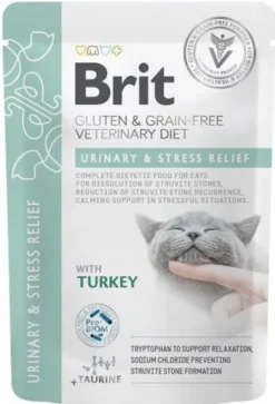 Brit Veterinary Diet Urinary&Stress Relief Turkey Mokra Karma dla kota op. 85g Pakiet 12szt. SASZETKA