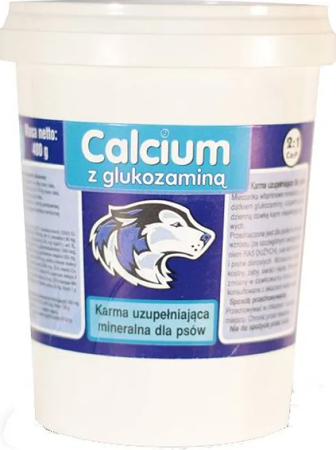 Calcium Preparat witaminowy Niebieski z glukozaminą dla psa op. 400g